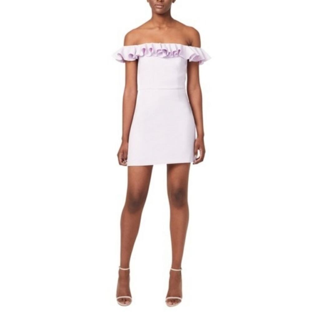 FRENCH CONNECTION Lilac Whisper Light Off the Shoulder Ruffle Dress Purple 12